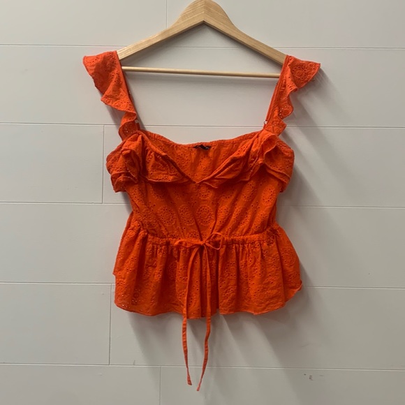 Ladies Small Guess Orange Top - Picture 6 of 8